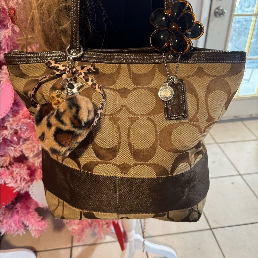 Coach Tan and Brown Signature Tote